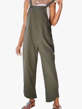 Women Summer Sleeveless Cotton  Bib Overalls Tulip Baggy
